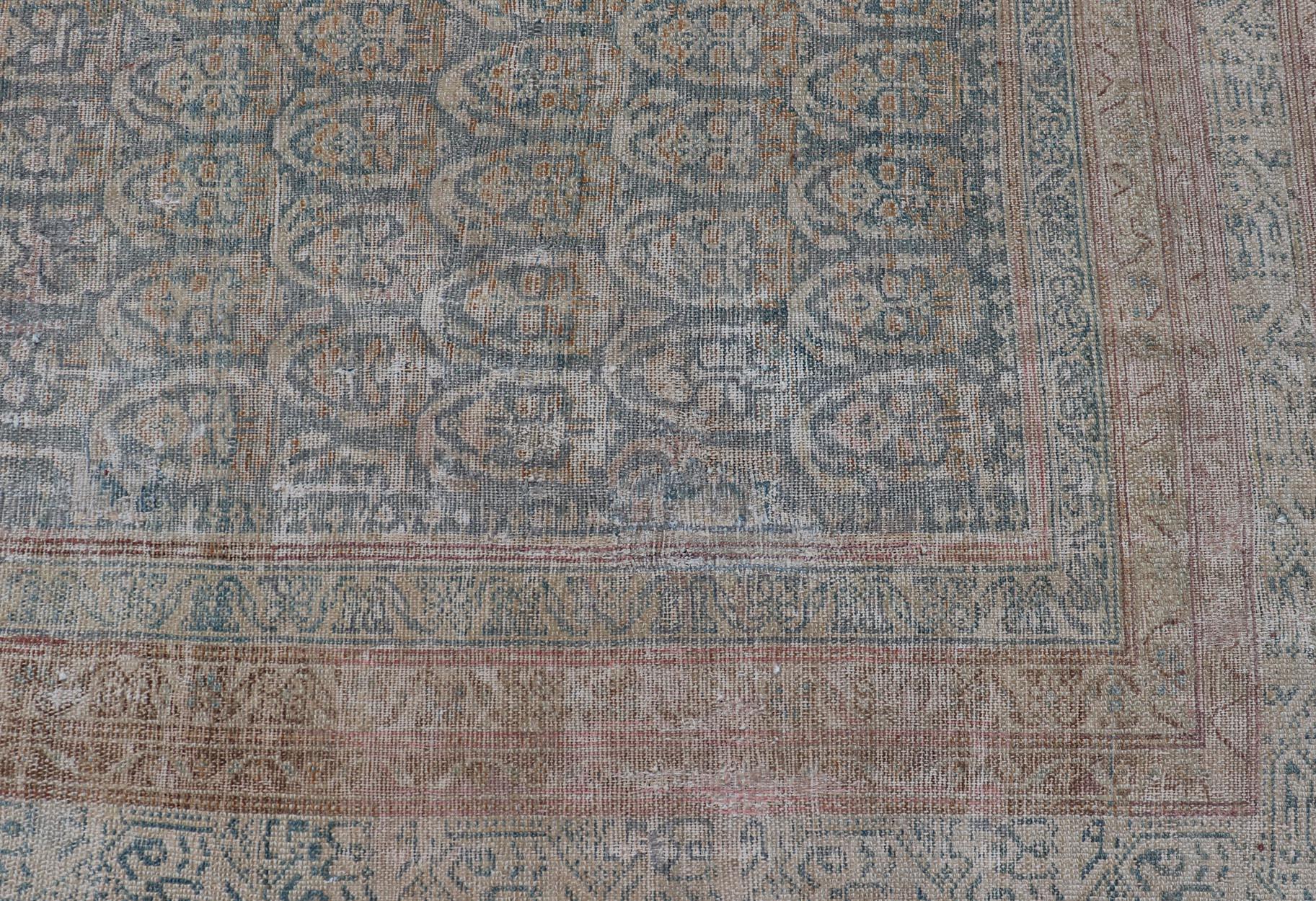 Large Antique Malayer Persian Gallery with All over Paisley Design with Lt. Blue For Sale 5