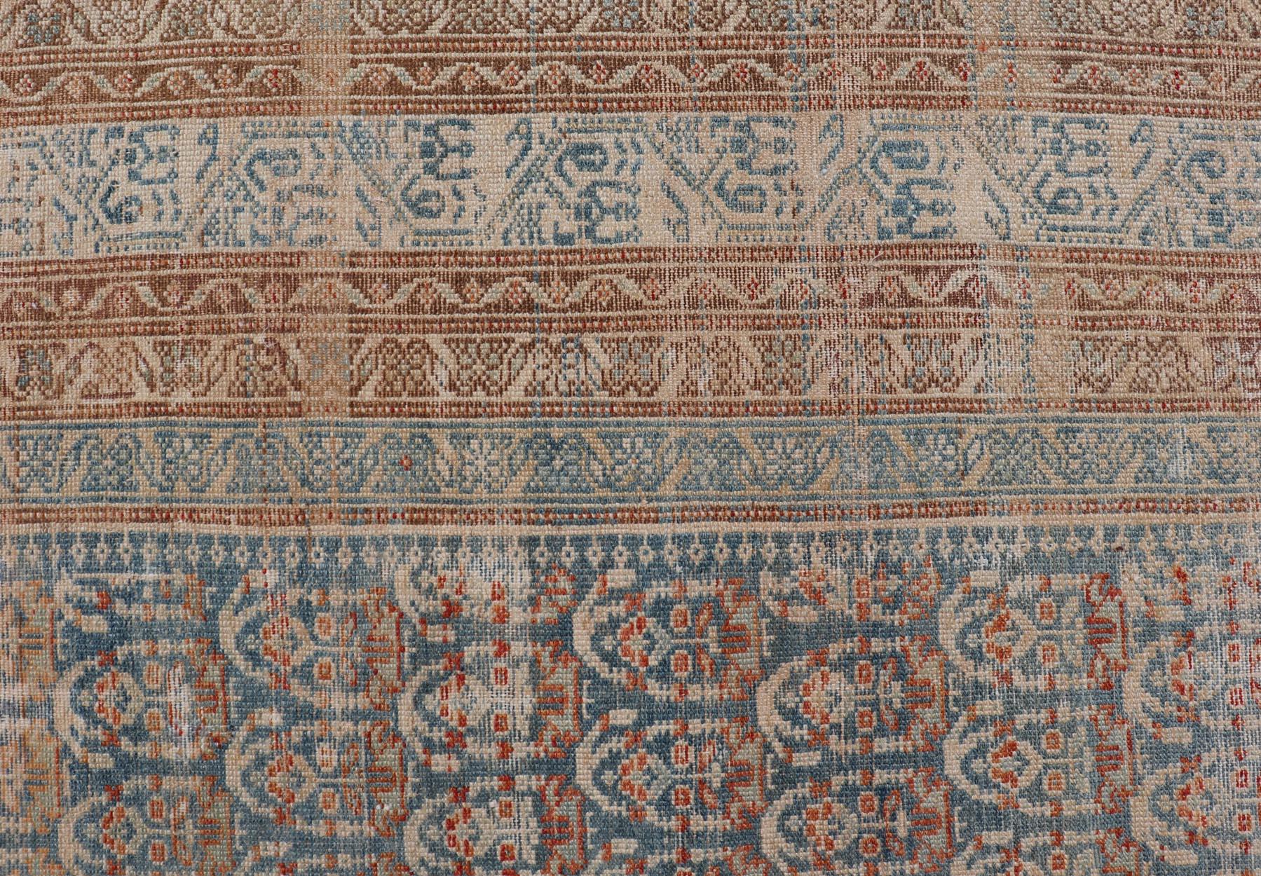 20th Century Large Antique Malayer Persian Gallery with All over Paisley Design with Lt. Blue For Sale