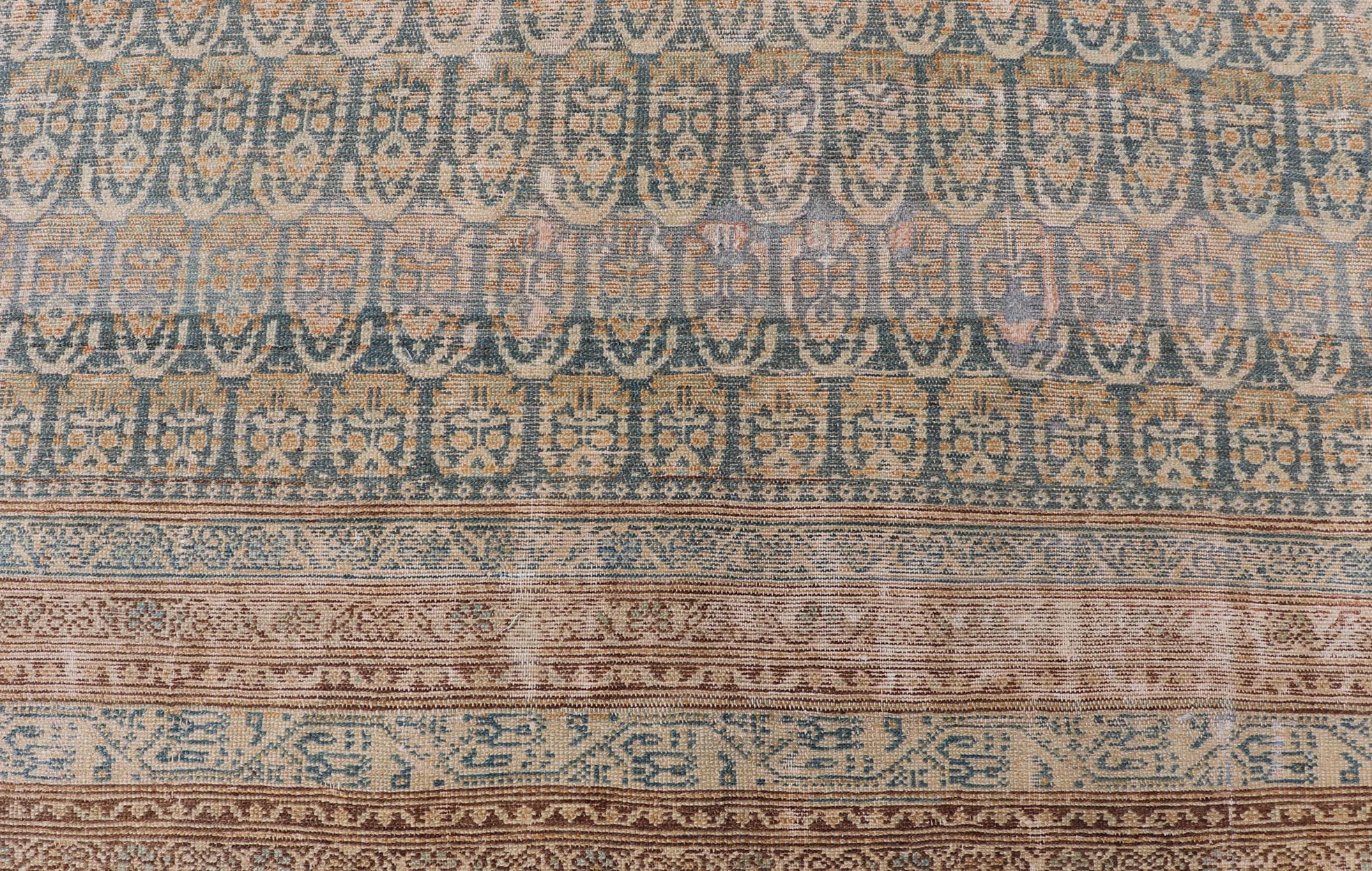 Wool Large Antique Malayer Persian Gallery with All over Paisley Design with Lt. Blue For Sale