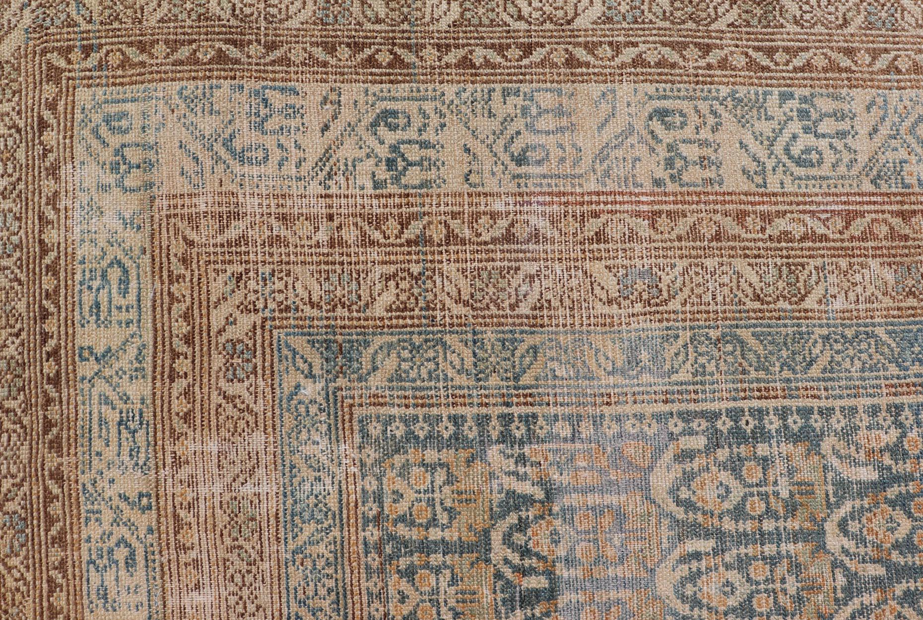 Large Antique Malayer Persian Gallery with All over Paisley Design with Lt. Blue For Sale 1