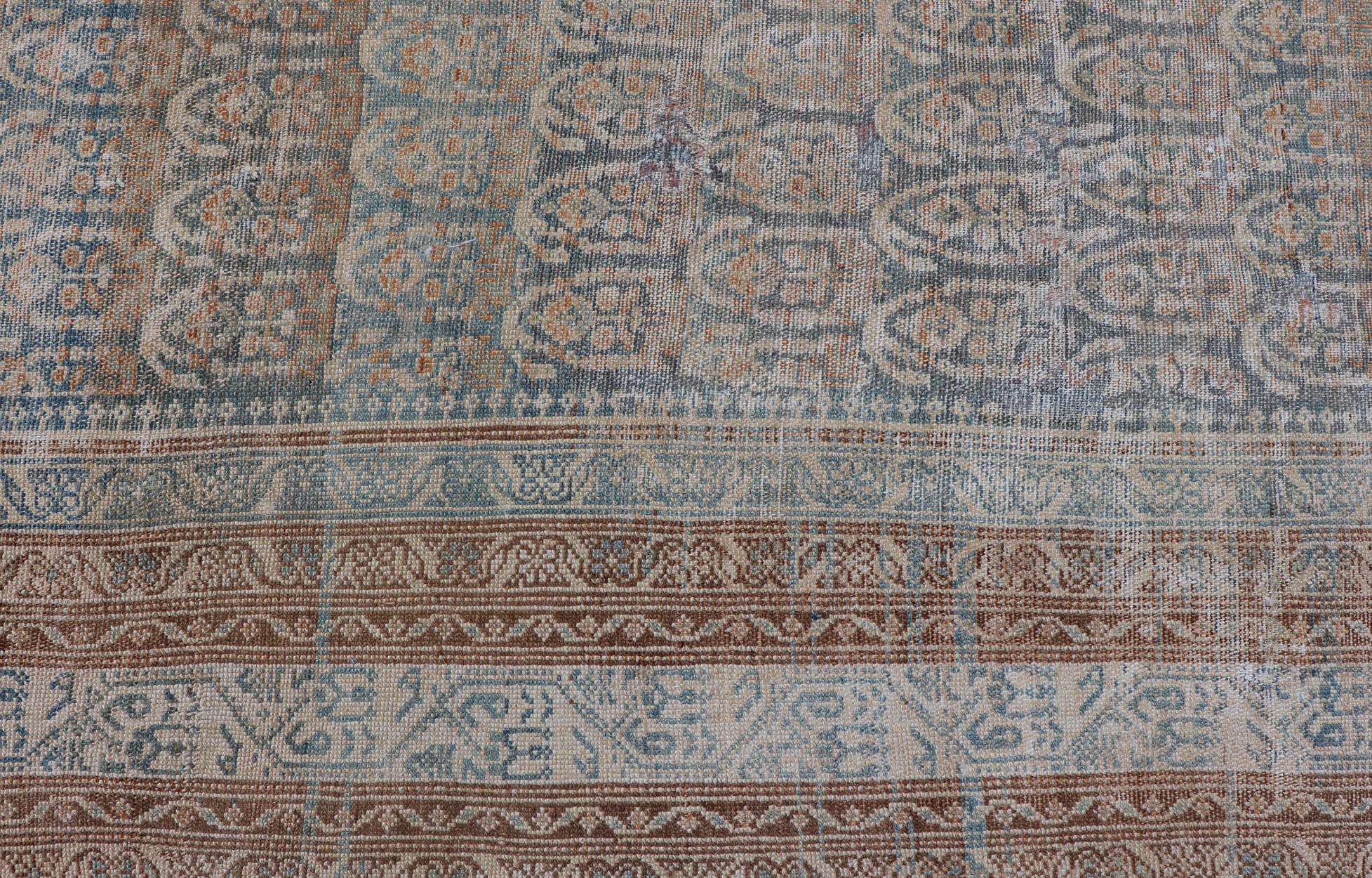Large Antique Malayer Persian Gallery with All over Paisley Design with Lt. Blue For Sale 2