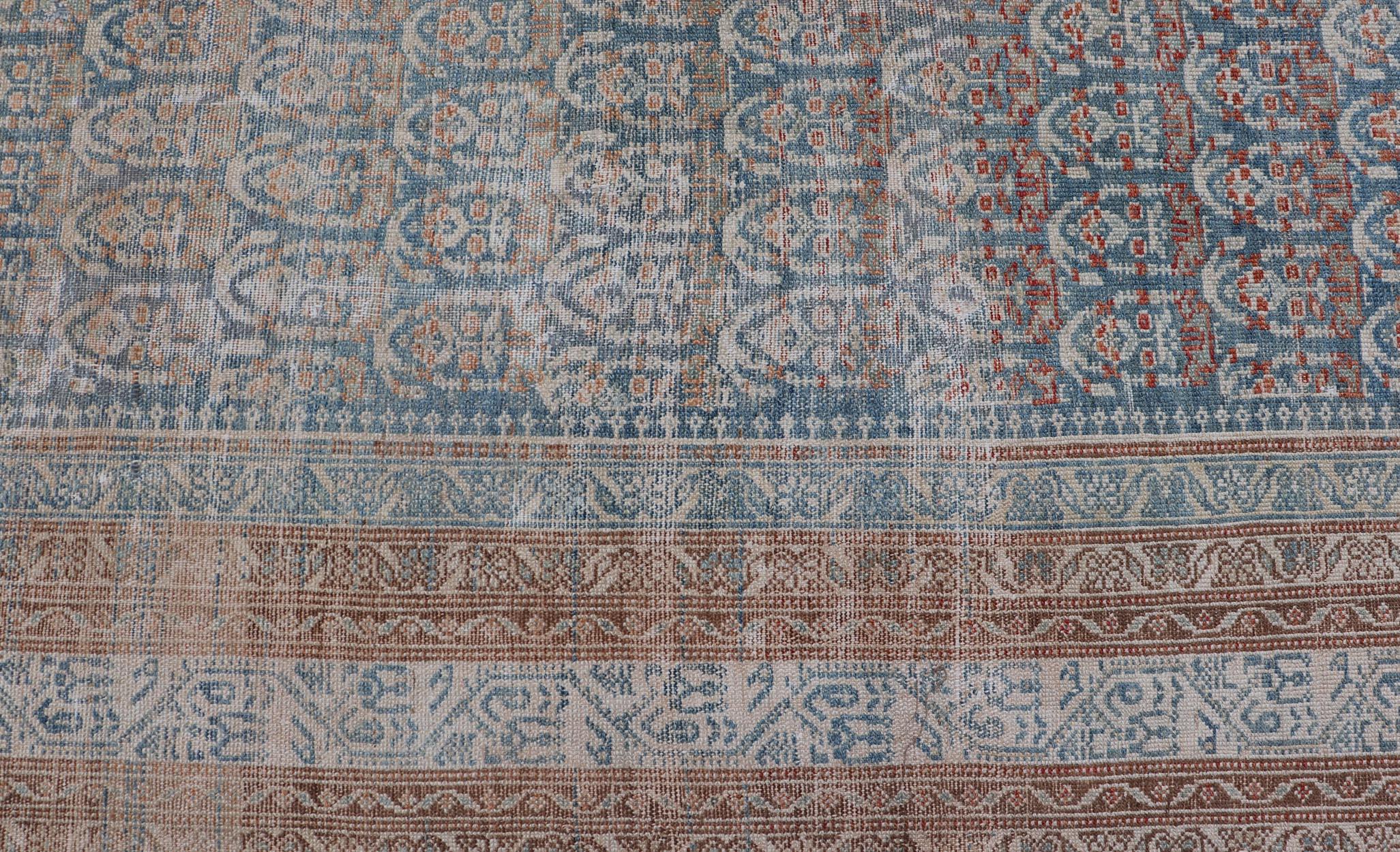 Large Antique Malayer Persian Gallery with All over Paisley Design with Lt. Blue For Sale 3
