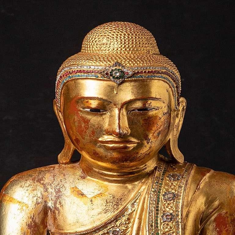 Burmese Large Antique Mandalay Buddha Statue from Burma For Sale