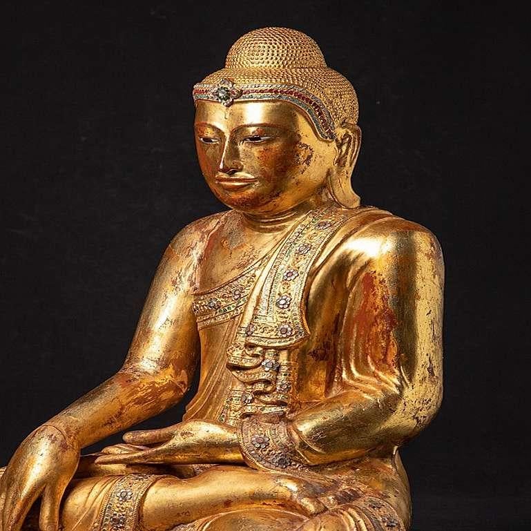 19th Century Large Antique Mandalay Buddha Statue from Burma For Sale