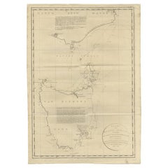 Large Antique Map of Bass Strait, Tasmania, Australia by Cook, 1803