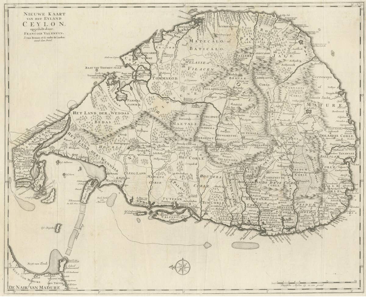 Large Antique Map of Ceylon, Sri Lanka
