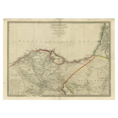 Large Antique Map of Egypt and the Nile Delta by Wyld, 1854