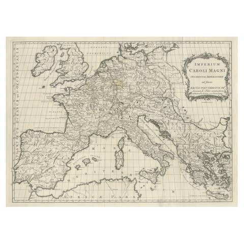 Antique Map of Europe by T. Kitchin, Charlemagne's Empire, Circa 1779
