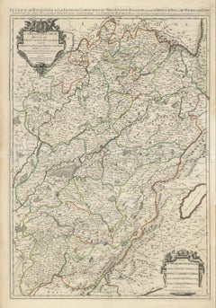 Grande carte ancienne de la Franche-Comté - divisée en trois bailliages historiques 1681