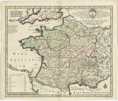 Large Antique Map of Gaul under Roman Rule, ca.1760