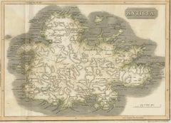 Large Antique Map of Guadeloupe and Antigua with Adjacent Isles, 19th Century