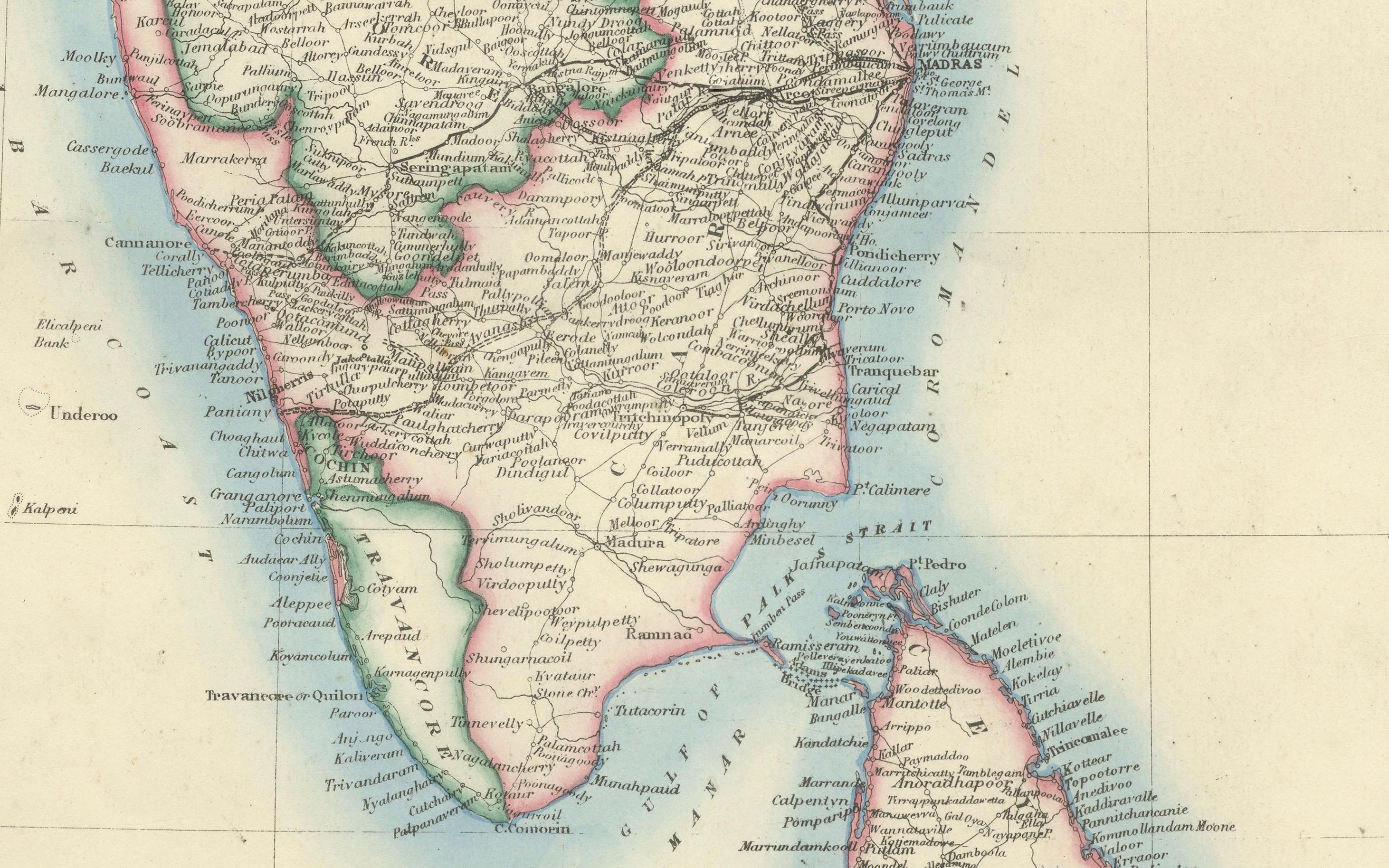 Large Antique Map of India – Post Roads and Dak Stations by James Wyld, c.1855 For Sale 1