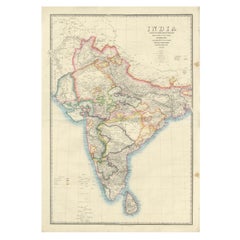 Large Antique Map of India – Post Roads and Dak Stations by James Wyld, c.1855