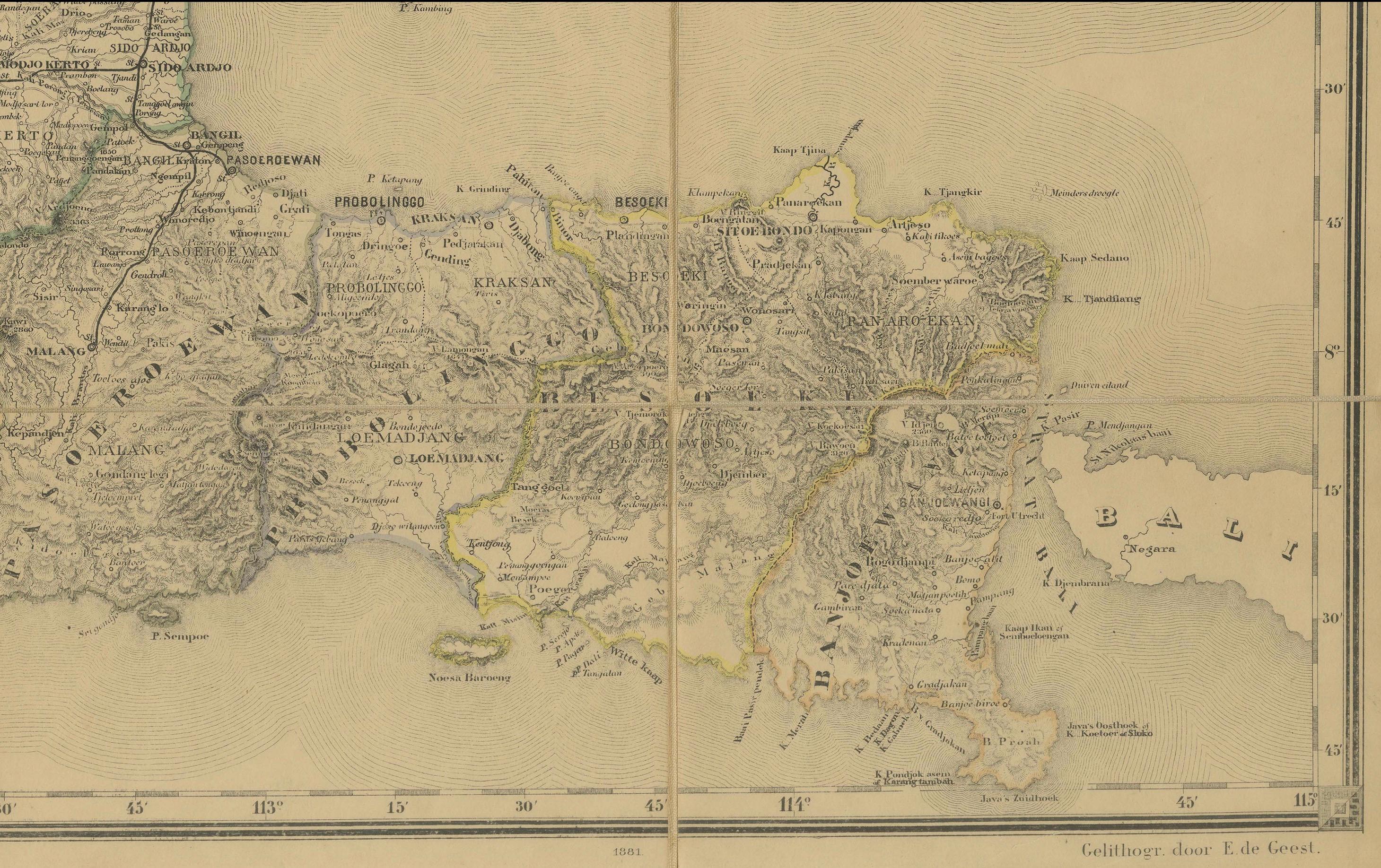 Large Antique Map of Java & Madura with Batavia Inset, c.1870s Dutch East Indies For Sale 8