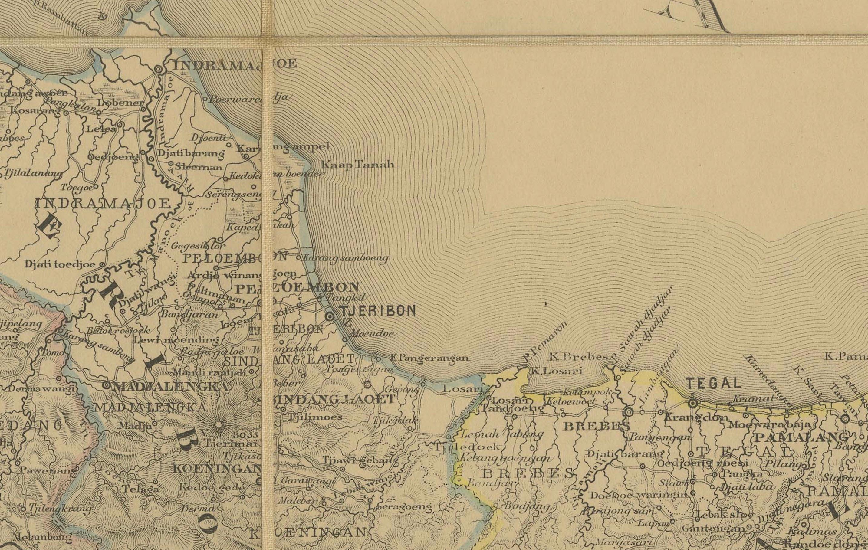 Large Antique Map of Java & Madura with Batavia Inset, c.1870s Dutch East Indies In Good Condition For Sale In Langweer, NL