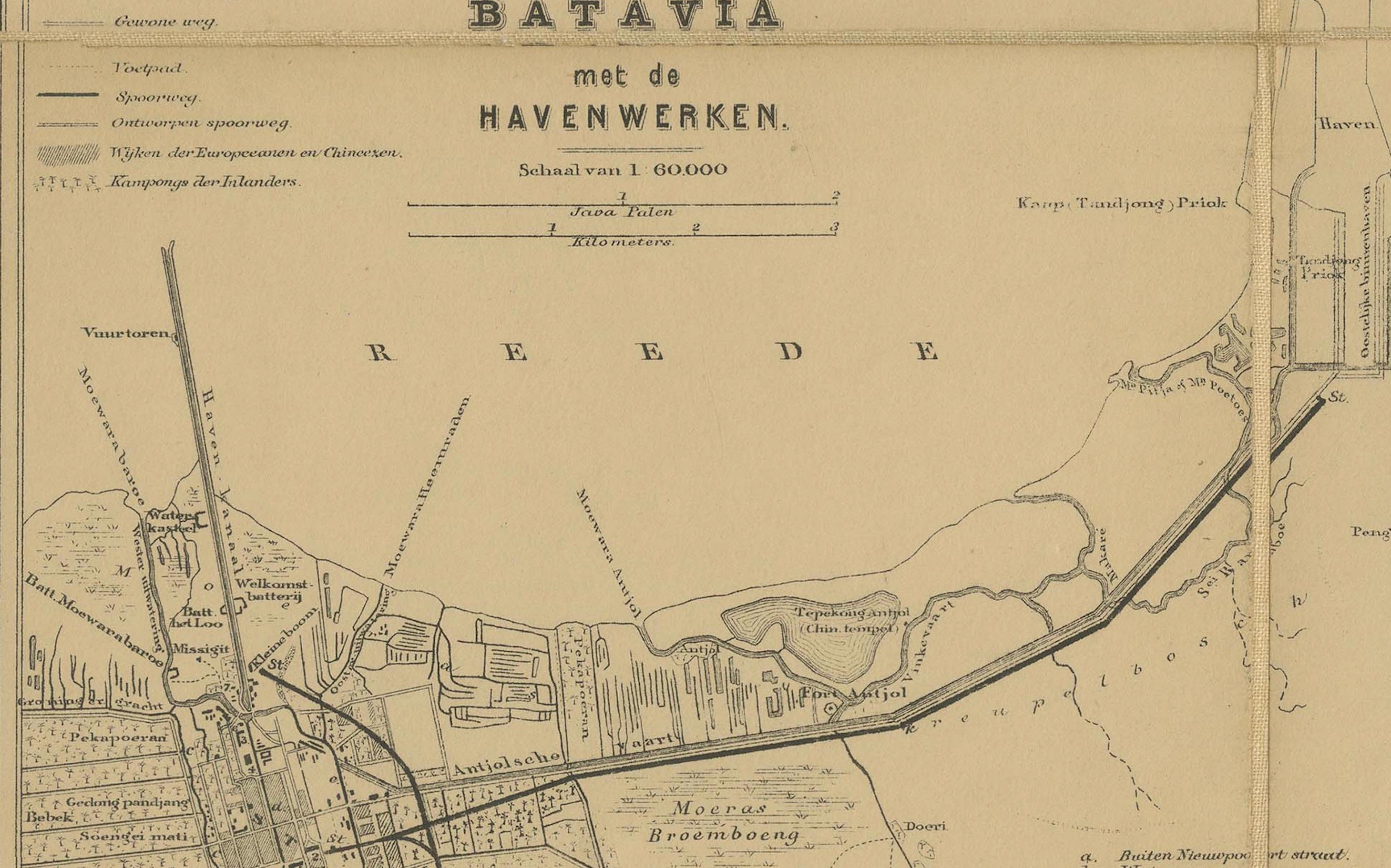 Large Antique Map of Java & Madura with Batavia Inset, c.1870s Dutch East Indies For Sale 2