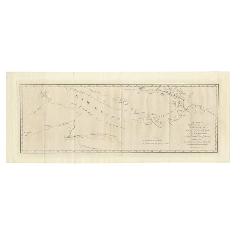 Grande carte ancienne de la Nouvelle-Guinée et de la Nouvelle-Angleterre montrant le cas échéant Tract de Cooks, 1773