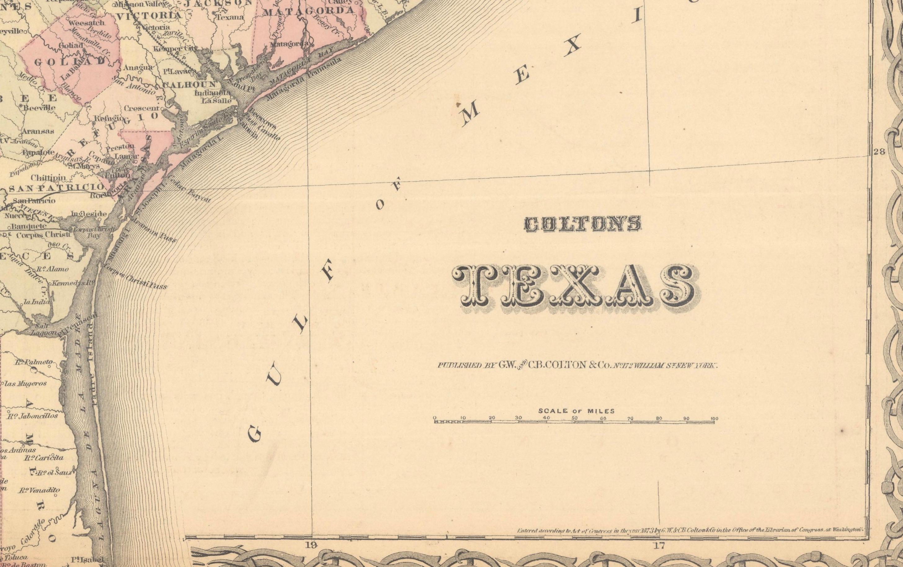 Gran mapa antiguo de Texas con mapas insertados de Panhandle y Bay, Colton, 1873 en venta 4