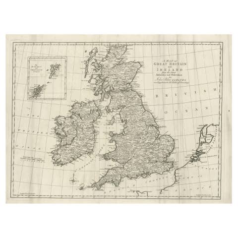 Large Antique Map of the British Isles, inset of the Orkneys and Shetlands, 1779