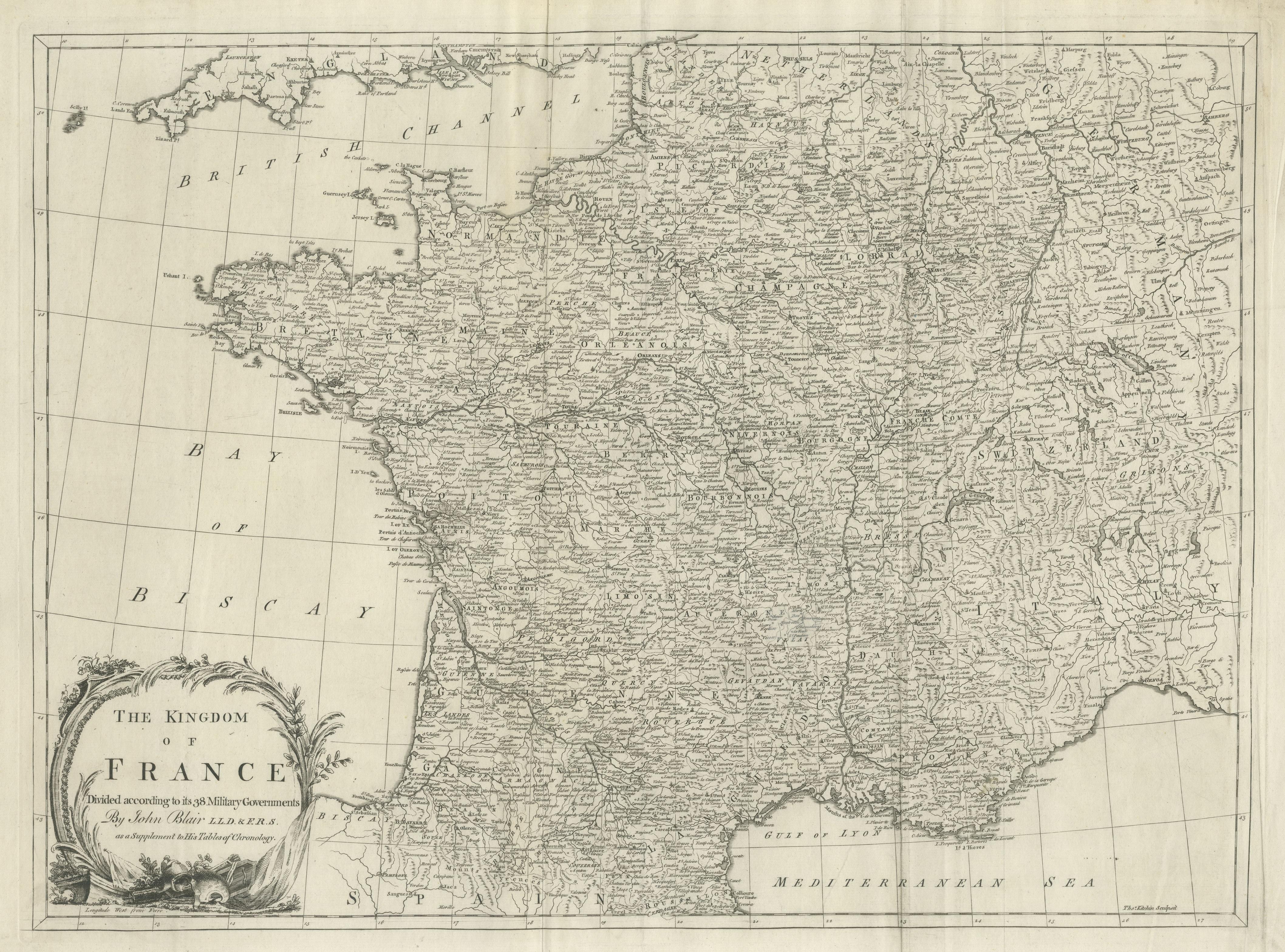 Grande carte ancienne du Royaume-Uni Bon état - En vente à Langweer, NL