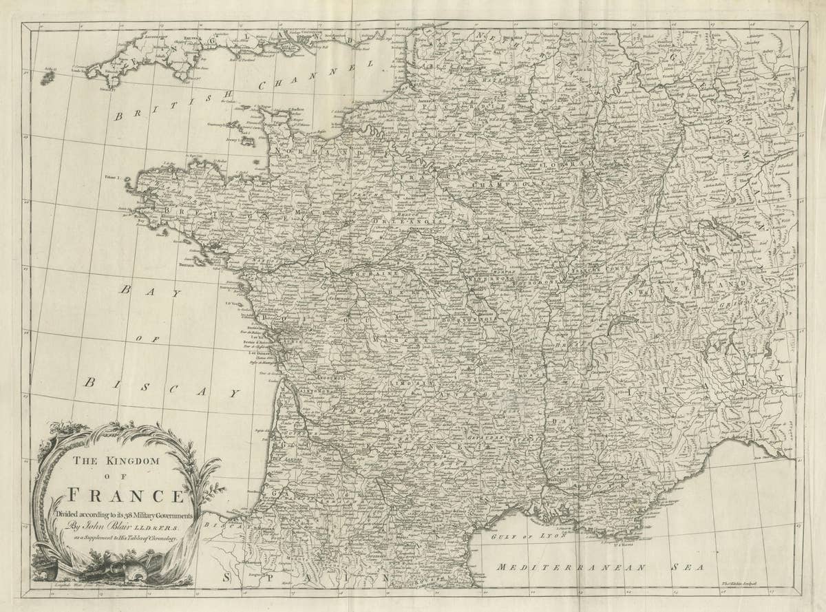 Antique Map of France by T. Kitchin, Engraved, Circa 1779