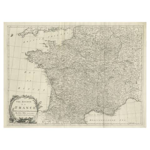 Antique Map of France by T. Kitchin, Engraved, Circa 1779