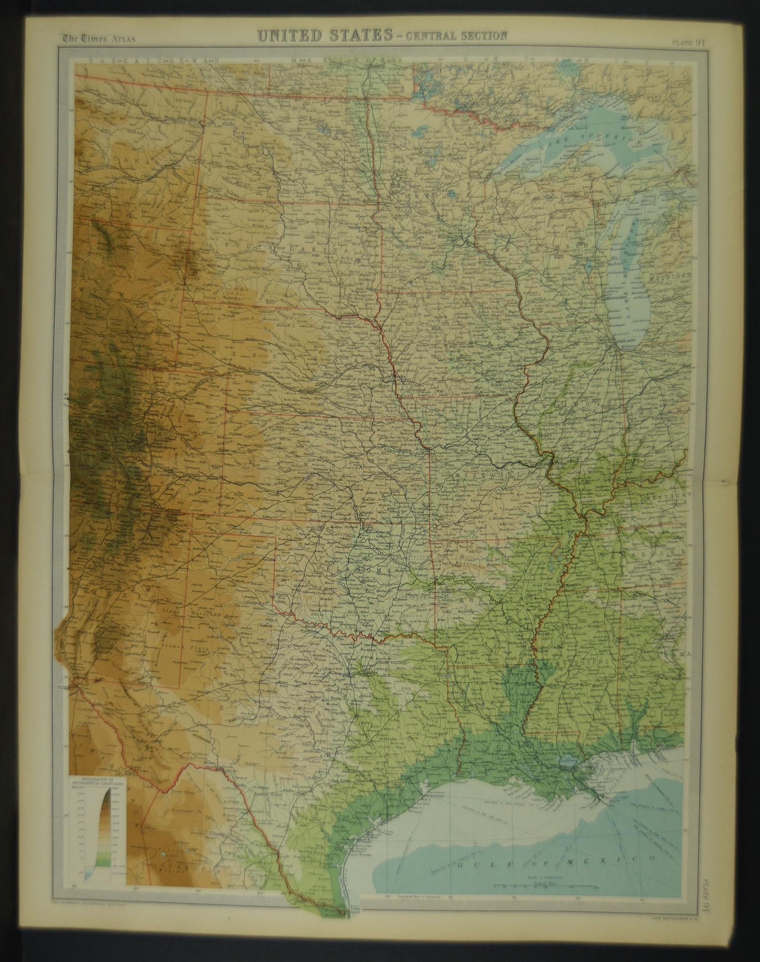 British Large Antique Map of the United States, in 4 Sections