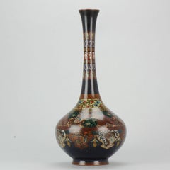 Large Antique Meiji Japanese Bronze Cloisonne Vase Cranes Glaze Vase Japan