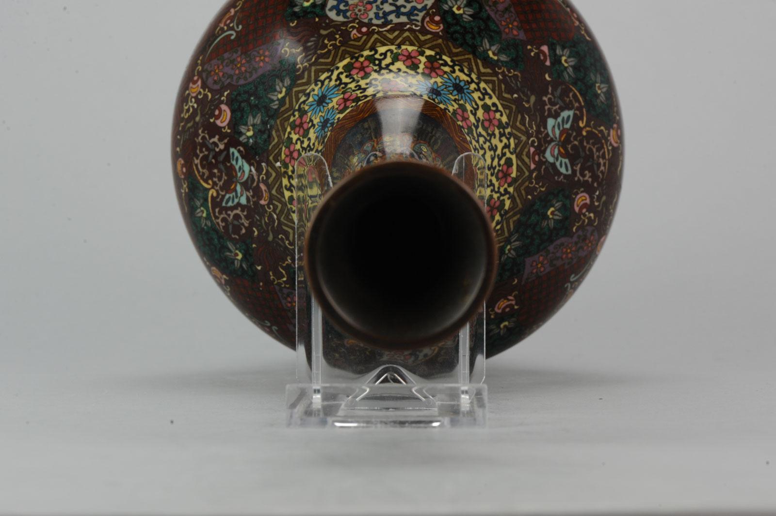 Large Antique Meiji Japanese Bronze Cloisonne Vase Cranes Glaze Vase Japan 4