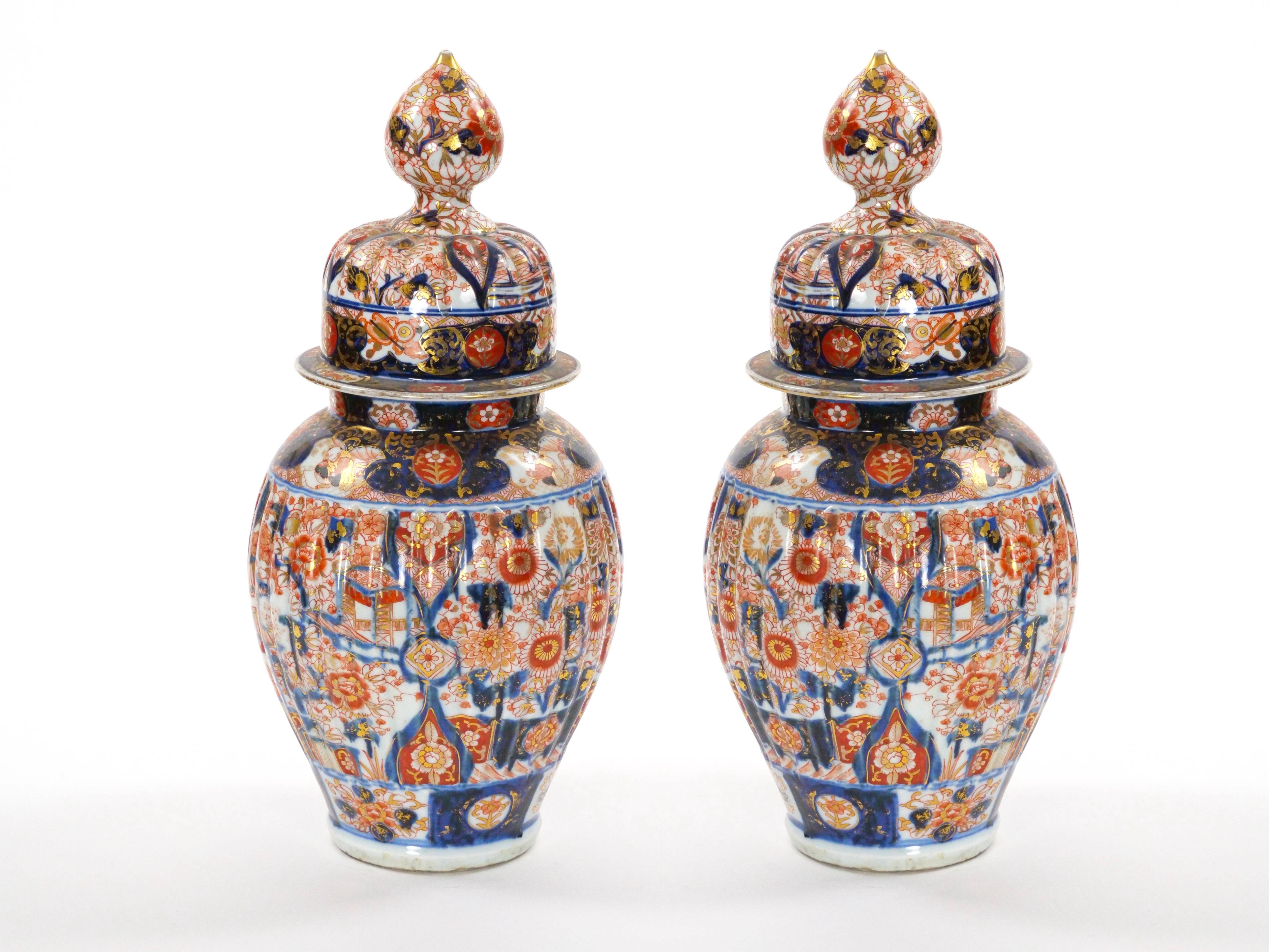Grandi vasi con coperchio in porcellana Imari Porcelain del periodo Meiji in vendita 9