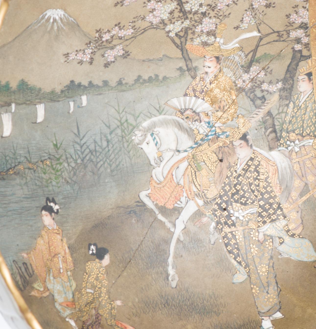 Grande Antico periodo Meiji Giapponese Satsuma Bowl Figure con marchio Giappone 19c in vendita 5