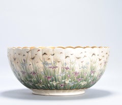 Large Antique Meiji period Japanese Satsuma Bowl Figures with mark Japan 19c