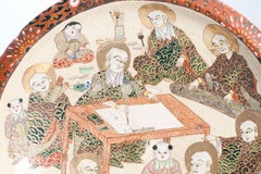 Large Antique Meiji period Japanese Satsuma Plate After with Arhats / Lohans