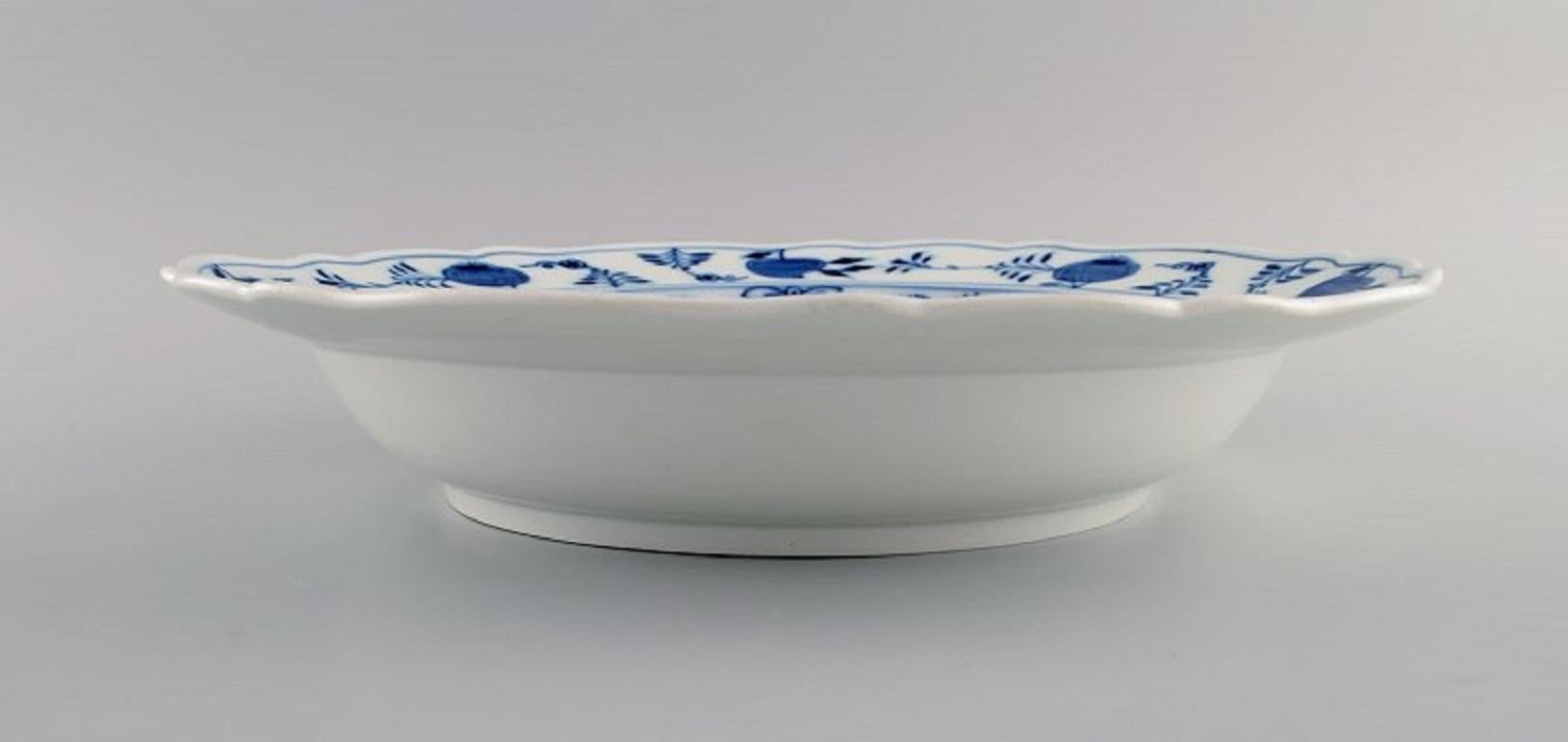 Hand-Painted Large Antique Meissen Blue Onion Bowl with Room Divider in Porcelain