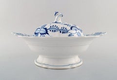 Large Antique Meissen "Blue Onion" Lidded Tureen in Hand Painted Porcelain