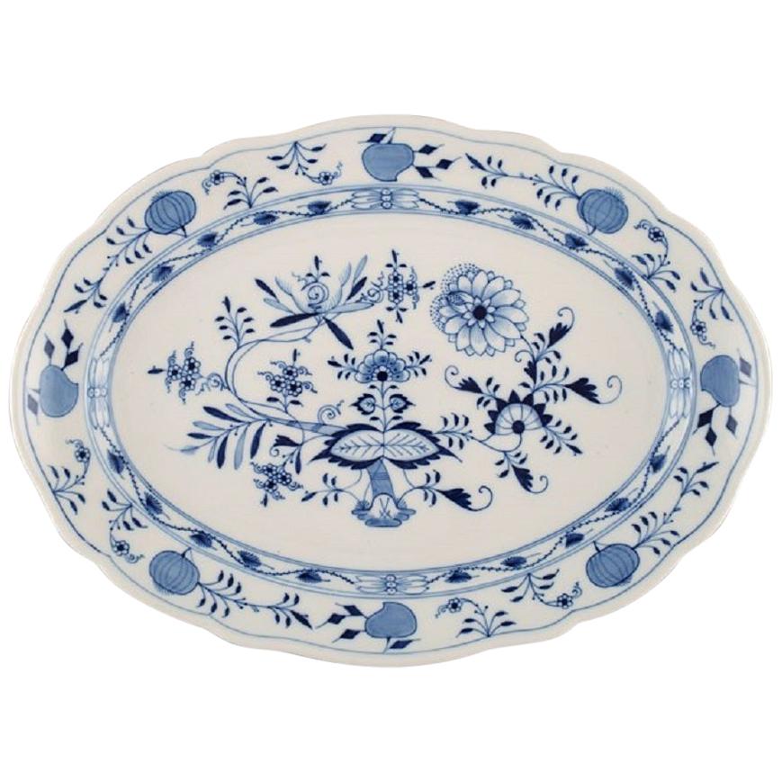 Large Antique Meissen "Blue Onion" Serving Dish in Hand Painted Porcelain