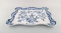 Large Antique Meissen "Blue Onion" Serving Tray in Hand Painted Porcelain