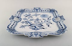 Large Antique Meissen "Blue Onion" Serving Tray in Hand Painted Porcelain