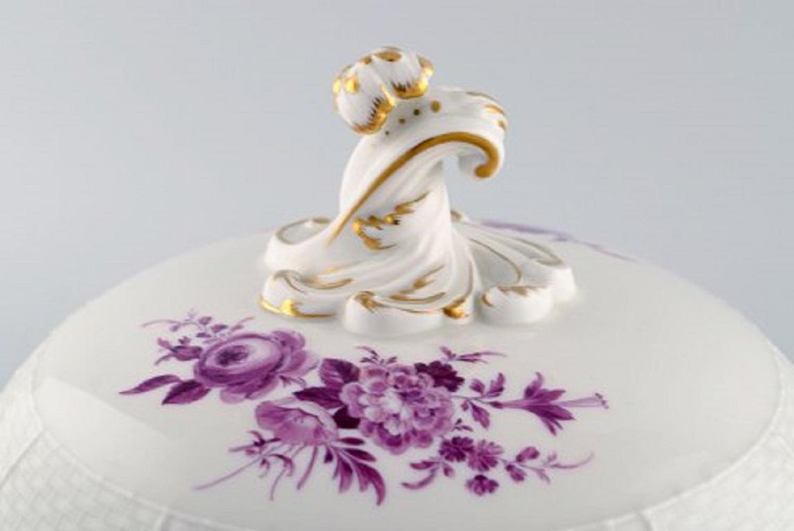 German Large Antique Meissen Lidded Tureen in Hand Painted Porcelain