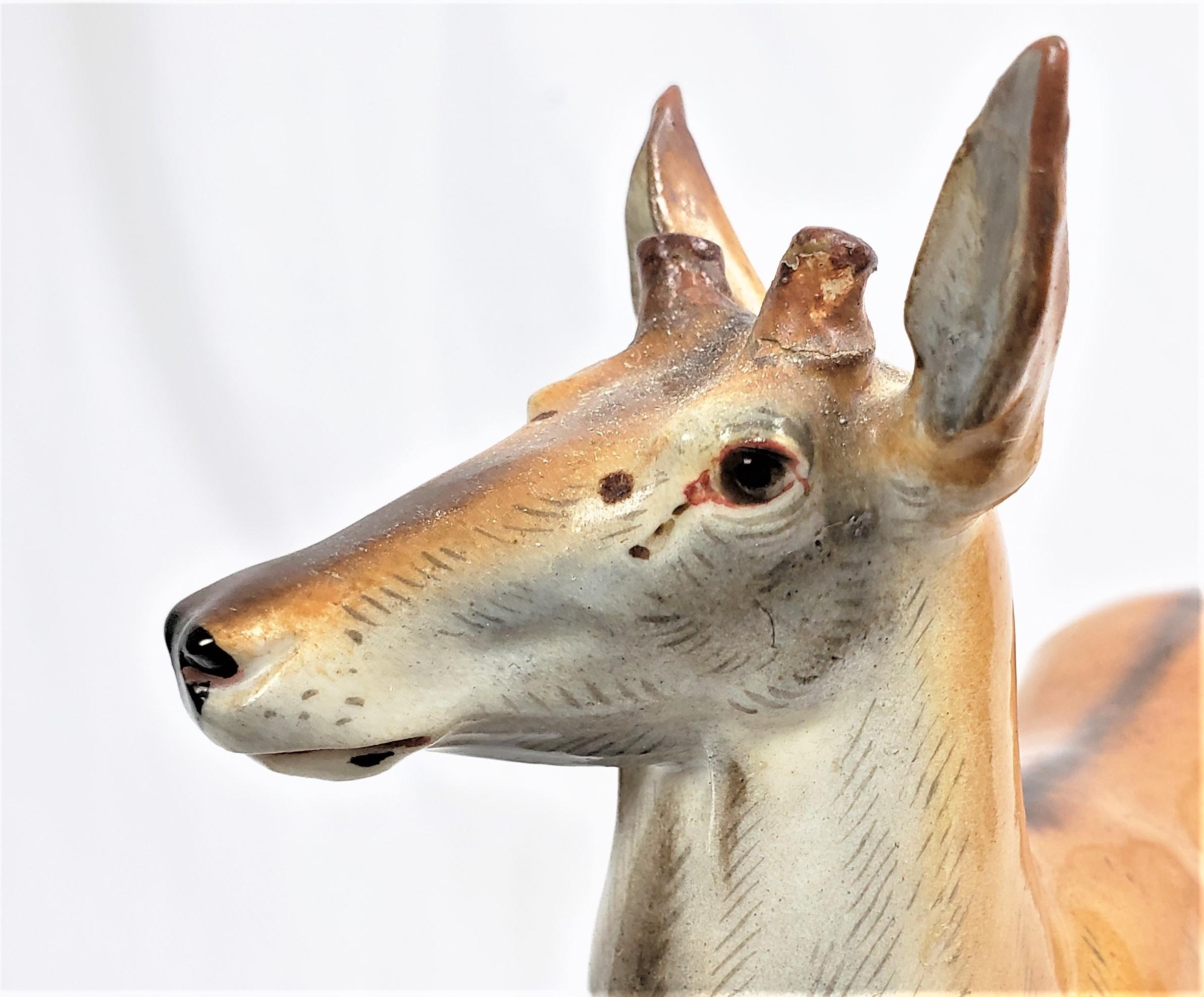 Large Antique Meissen Porcelain Standing Deer Figurine or Sculpture For Sale 1
