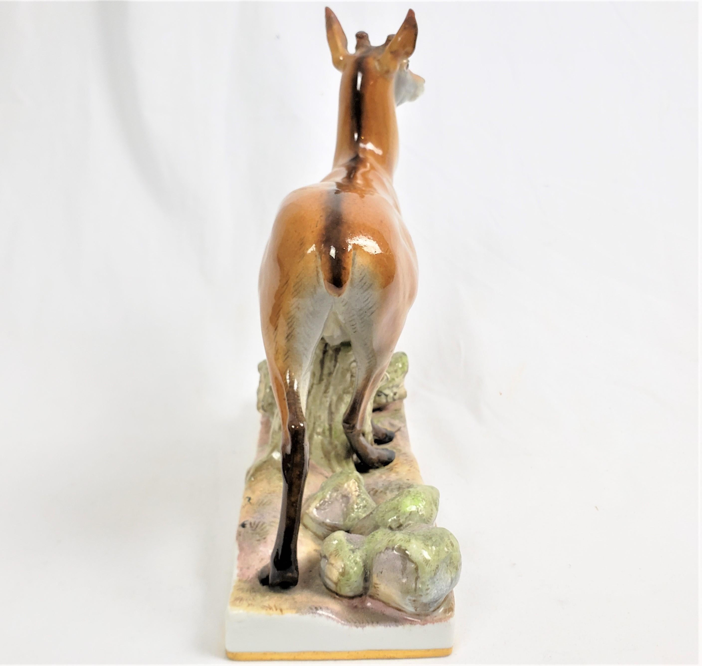 Victorian Large Antique Meissen Porcelain Standing Deer Figurine or Sculpture