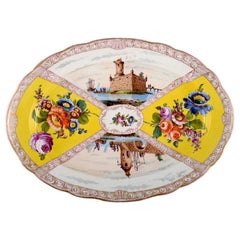 Large Antique Meissen Serving Dish in Hand-Painted Porcelain, 19th C