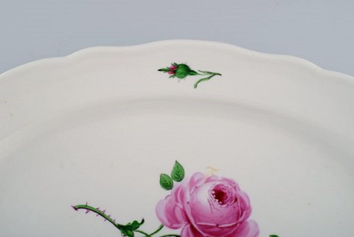 German Large Antique Meissen Serving Dish in Hand Painted Porcelain with Pink Roses For Sale