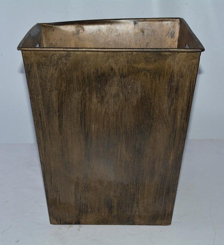 Large Antique Metal Waste Basket For Sale at 1stdibs
