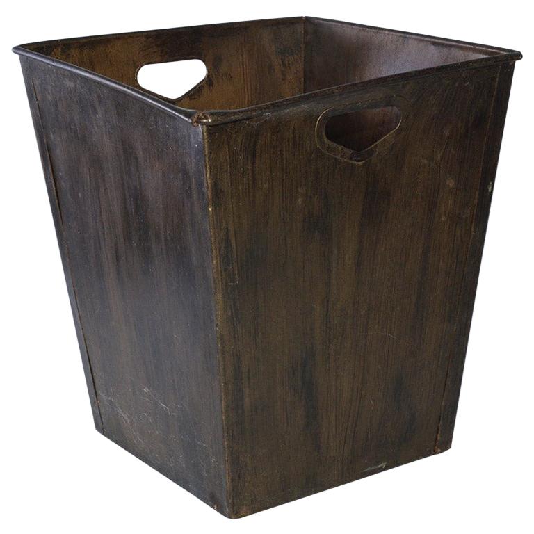 Large Antique Metal Waste Basket For Sale at 1stdibs