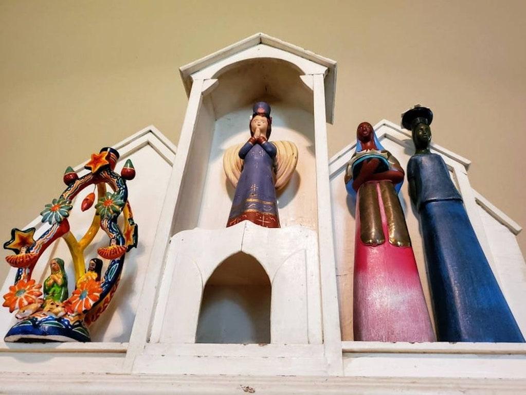 Folk Art Large Antique Mexican Architectural Religious Niche Altar For Sale