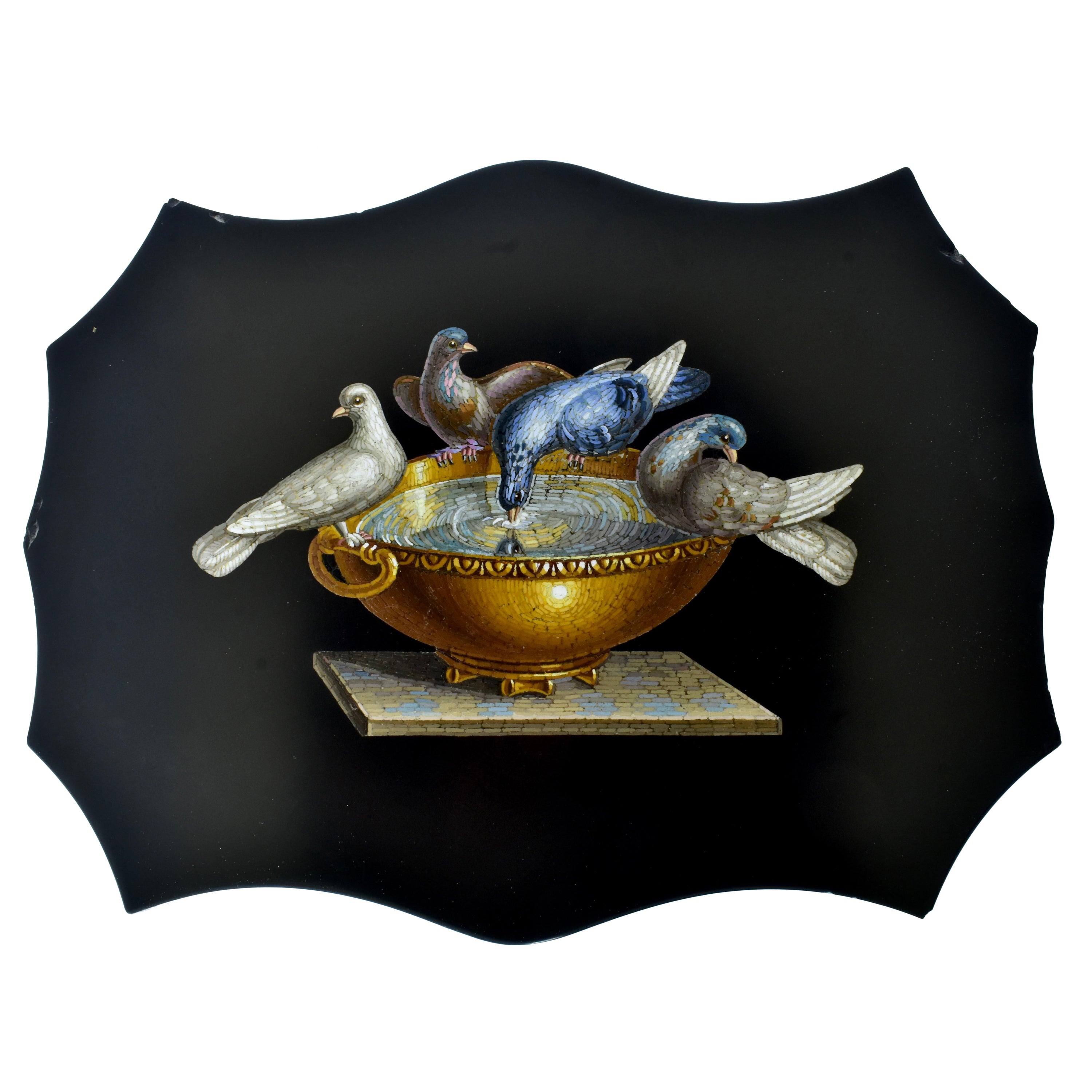 Antique Micro Mosaic Large Hard Stone Plaque (paper weight), c. 1825- 1850.  of the 