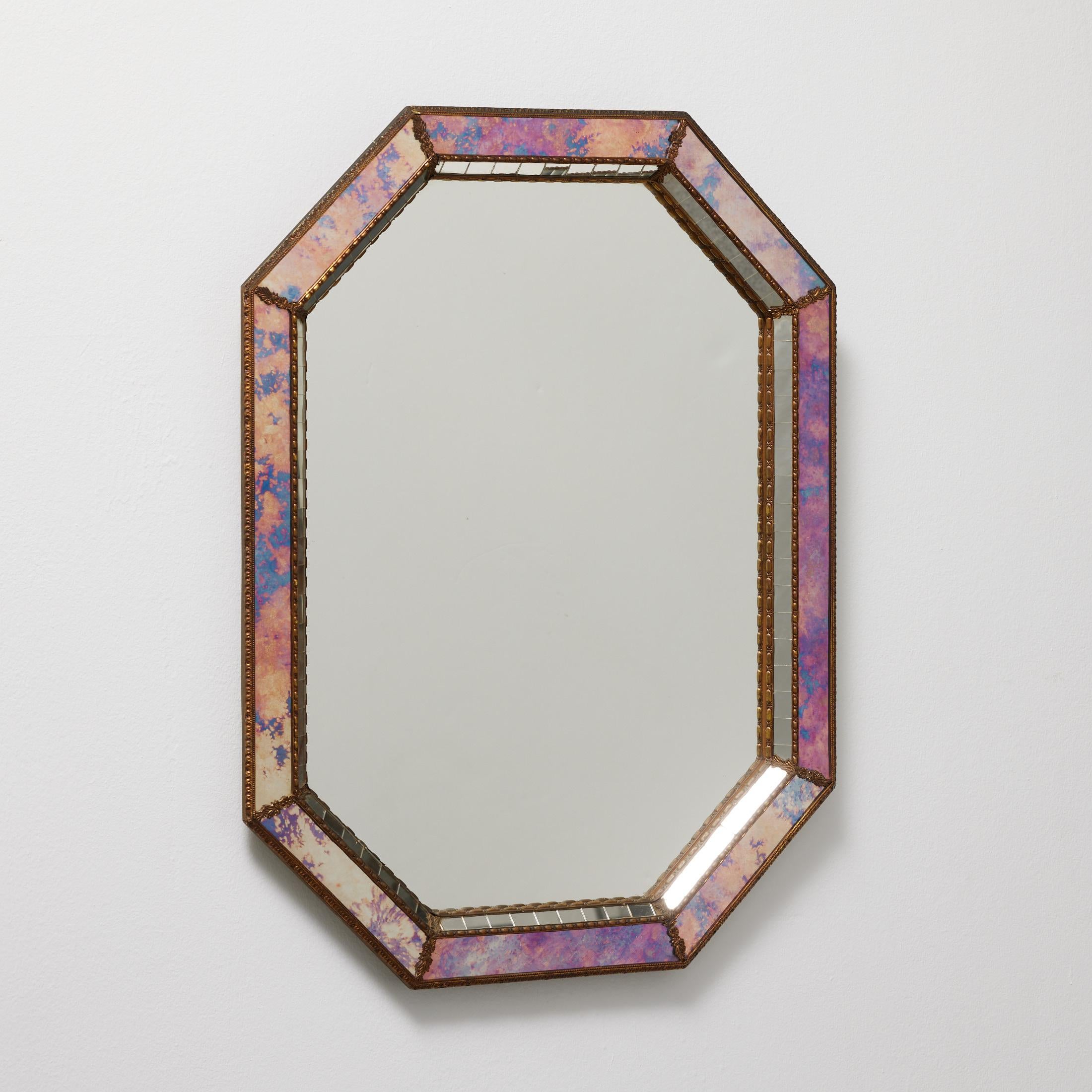 Antique Mid 20th century Large French Mirror.

Manufactured in France, circa 1960.

Materials:
mirror

In original condition, with minor wear consistent with age and use, preserving a beautiful patina.

Important information regarding color(s) of