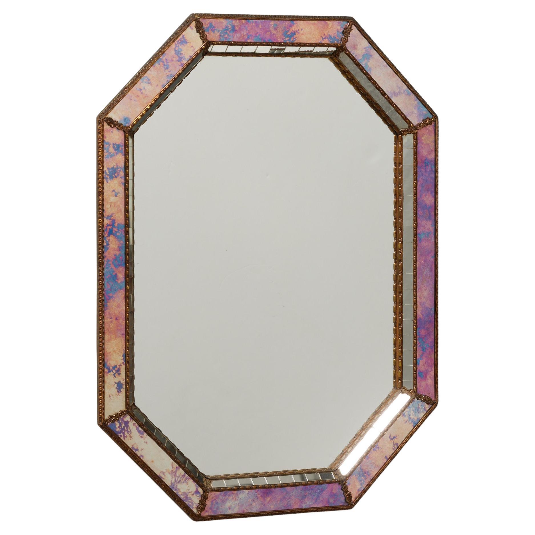 Large Antique Mid 20th Century French Glass Mirror, circa 1960 For Sale