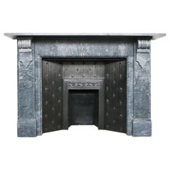 Large Antique Mid Victorian Corbelled Grey Bardiglio Marble Chimneypiece